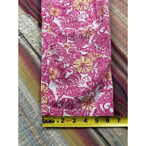 Lilly Pulitzer Womens Whitney Resort Pink Chum Bucket Roll Up Pants Size 10 - Picture 9 of 9